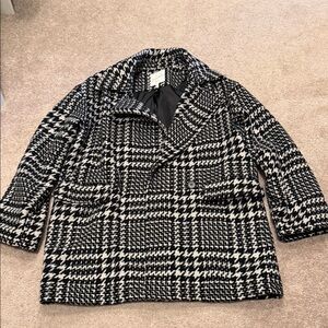 Avec Les Filles Black and White Houndstooth Pea Coat